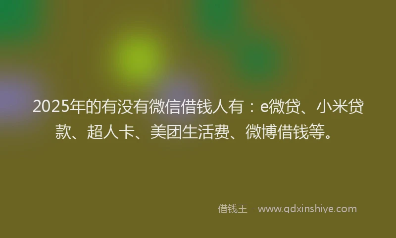2025年的有没有微信借钱人有：e微贷、小米贷款、超人卡、美团生活费、微博借钱等。