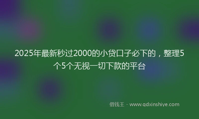 2025年最新秒过2000的小贷口子必下的，整理5个5个无视一切下款的平台