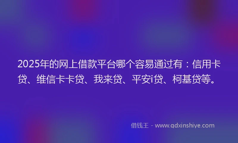 2025年的网上借款平台哪个容易通过有：信用卡贷、维信卡卡贷、我来贷、平安i贷、柯基贷等。