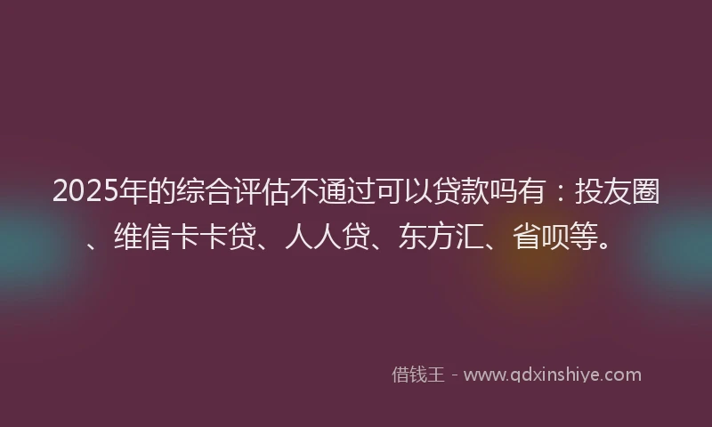 2025年的综合评估不通过可以贷款吗有：投友圈、维信卡卡贷、人人贷、东方汇、省呗等。