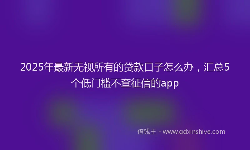 2025年最新无视所有的贷款口子怎么办，汇总5个低门槛不查征信的app