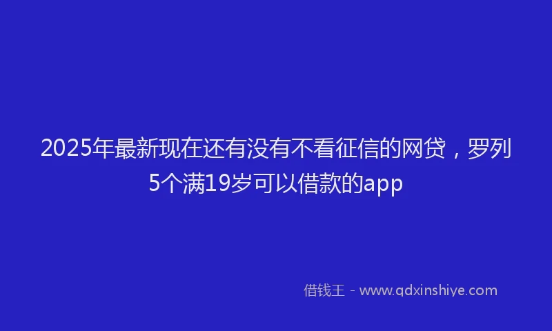 2025年最新现在还有没有不看征信的网贷，罗列5个满19岁可以借款的app