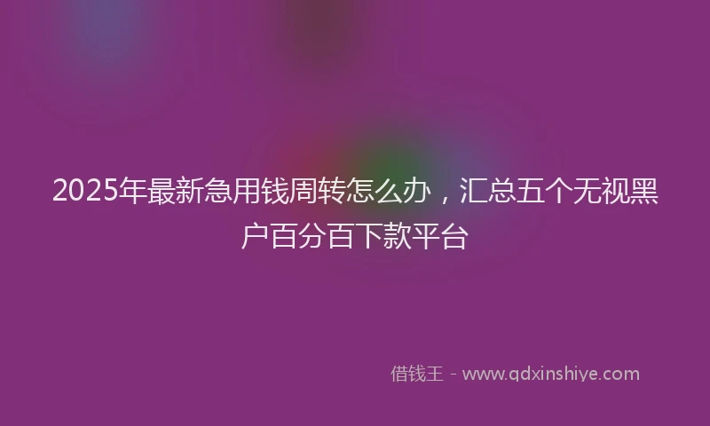 2025年最新急用钱周转怎么办，汇总五个无视黑户百分百下款平台
