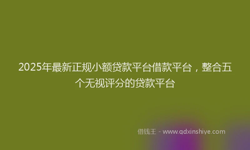 2025年最新正规小额贷款平台借款平台，整合五个无视评分的贷款平台