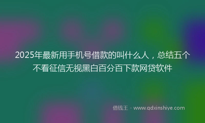 2025年最新用手机号借款的叫什么人，总结五个不看征信无视黑白百分百下款网贷软件