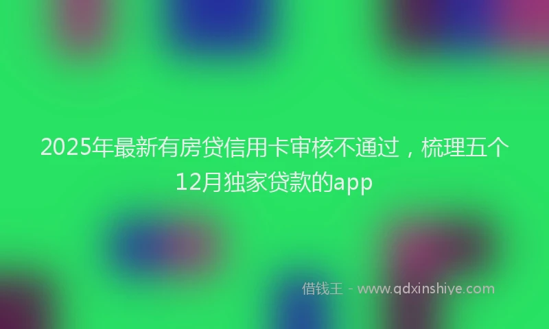 2025年最新有房贷信用卡审核不通过，梳理五个12月独家贷款的app