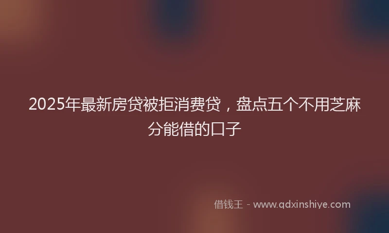 2025年最新房贷被拒消费贷，盘点五个不用芝麻分能借的口子