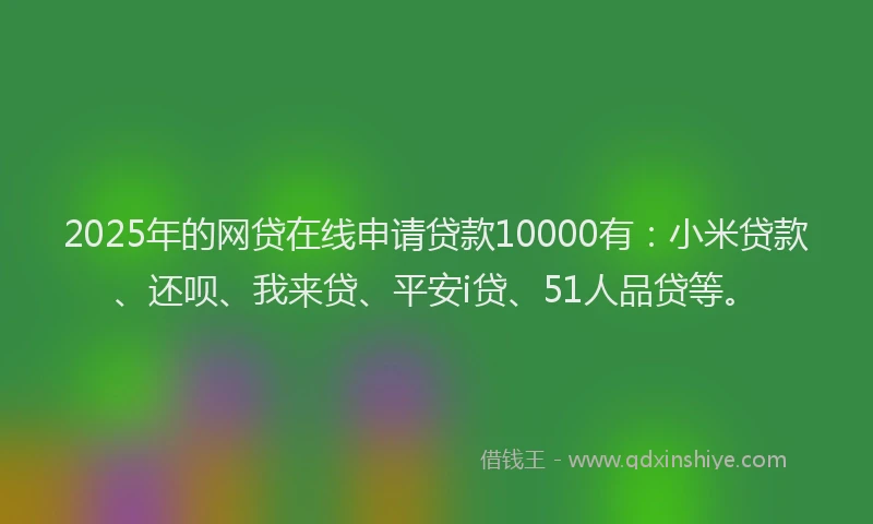 2025年的网贷在线申请贷款10000有：小米贷款、还呗、我来贷、平安i贷、51人品贷等。