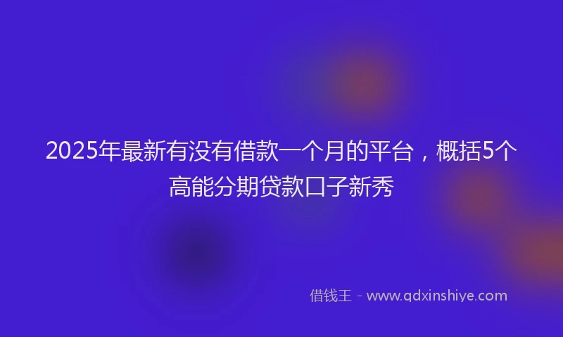 2025年最新有没有借款一个月的平台,概括5个高能分期贷款口子新秀