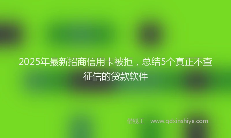 2025年最新招商信用卡被拒，总结5个真正不查征信的贷款软件