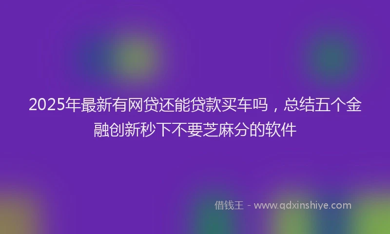 2025年最新有网贷还能贷款买车吗，总结五个金融创新秒下不要芝麻分的软件