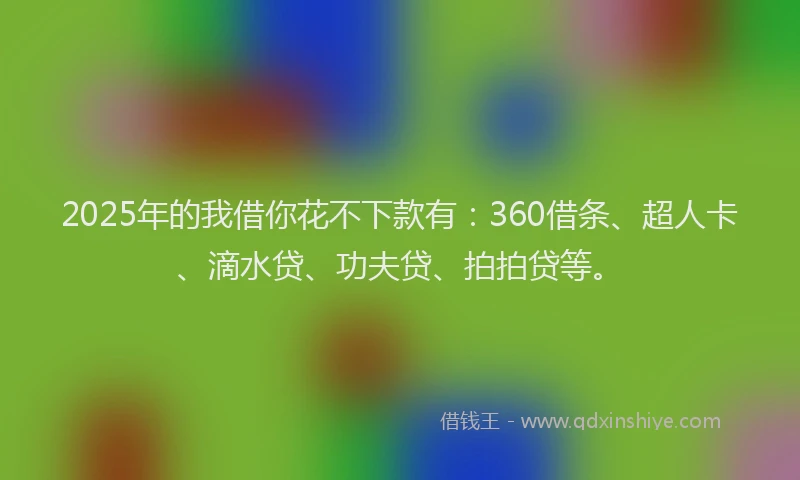 2025年的我借你花不下款有：360借条、超人卡、滴水贷、功夫贷、拍拍贷等。