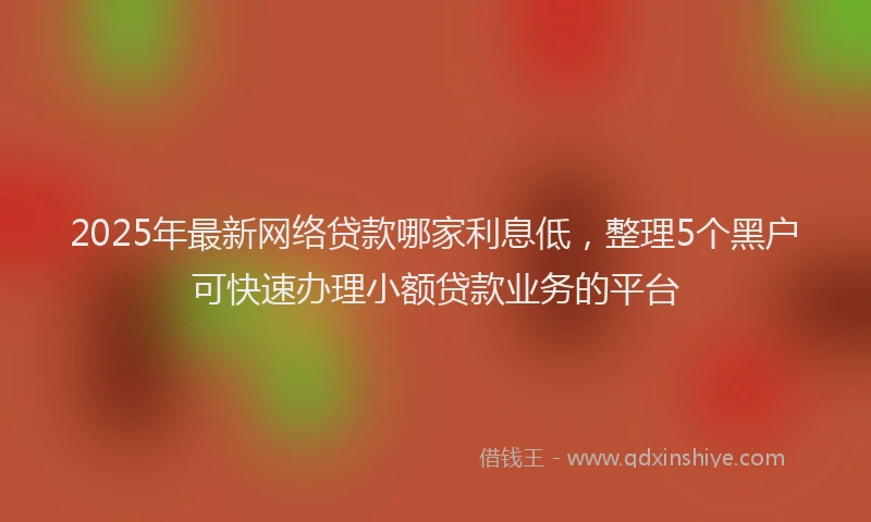 2025年最新网络贷款哪家利息低，整理5个黑户可快速办理小额贷款业务的平台