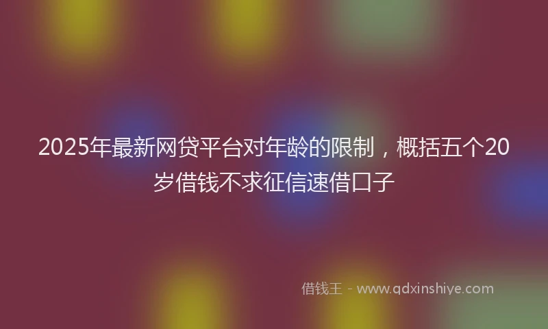 2025年最新网贷平台对年龄的限制，概括五个20岁借钱不求征信速借口子