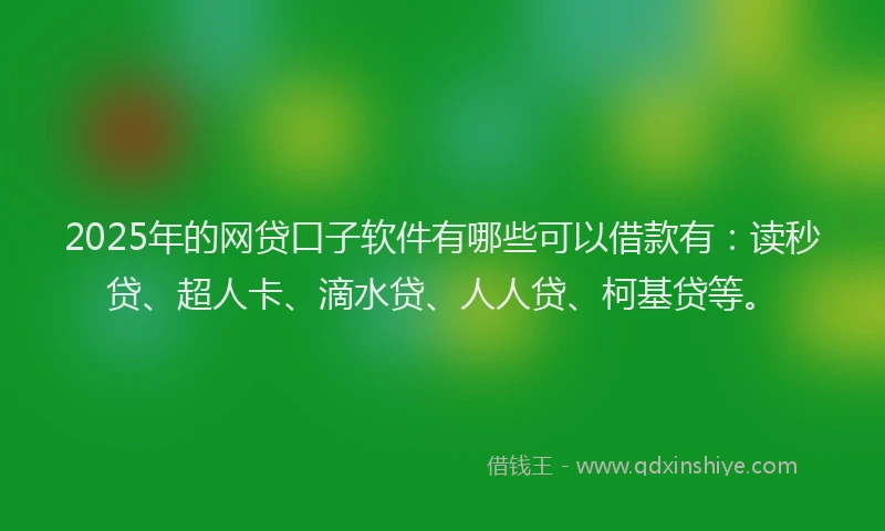 2025年的网贷口子软件有哪些可以借款有：读秒贷、超人卡、滴水贷、人人贷、柯基贷等。