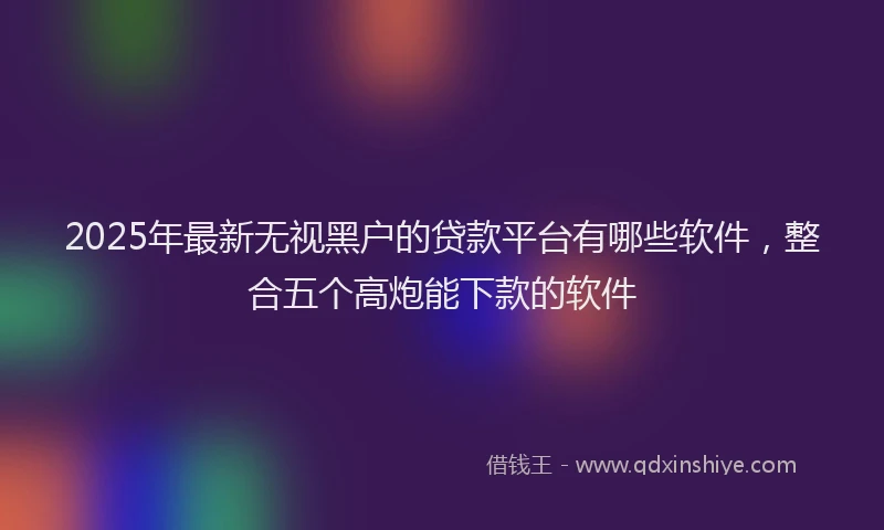2025年最新无视黑户的贷款平台有哪些软件，整合五个高炮能下款的软件