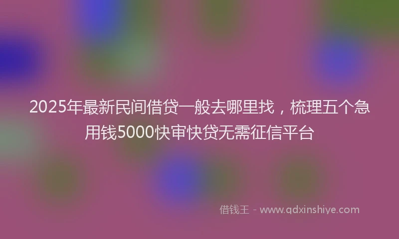 2025年最新民间借贷一般去哪里找，梳理五个急用钱5000快审快贷无需征信平台