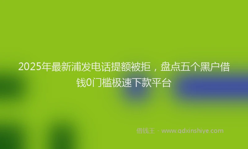 2025年最新浦发电话提额被拒，盘点五个黑户借钱0门槛极速下款平台