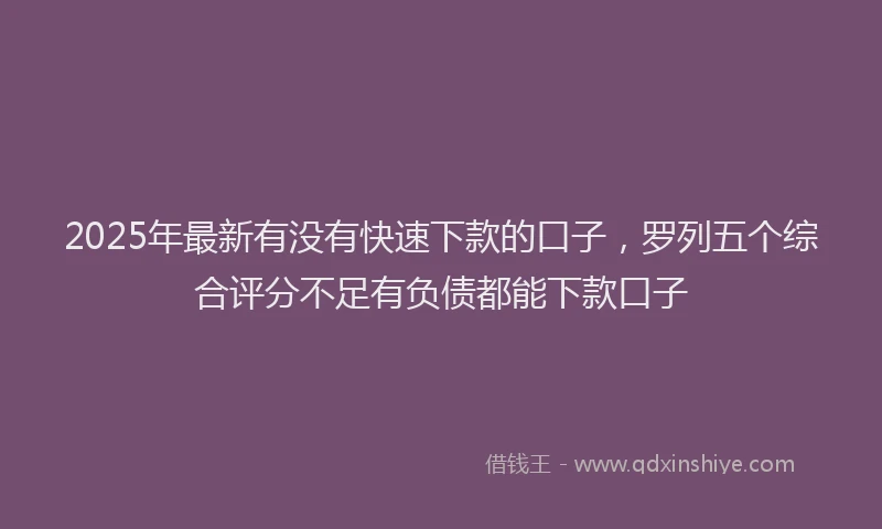 2025年最新有没有快速下款的口子，罗列五个综合评分不足有负债都能下款口子