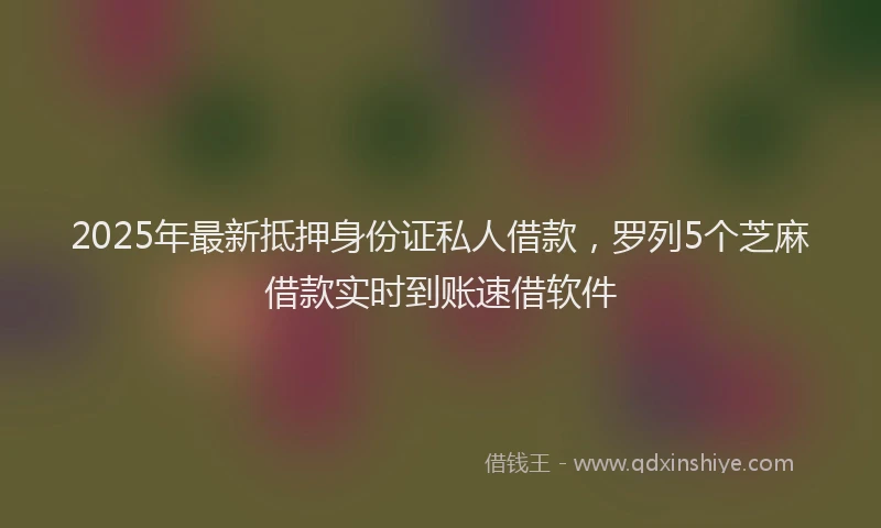 2025年最新抵押身份证私人借款，罗列5个芝麻借款实时到账速借软件