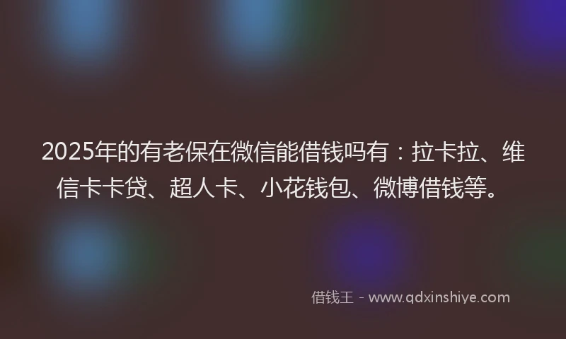 2025年的有老保在微信能借钱吗有：拉卡拉、维信卡卡贷、超人卡、小花钱包、微博借钱等。