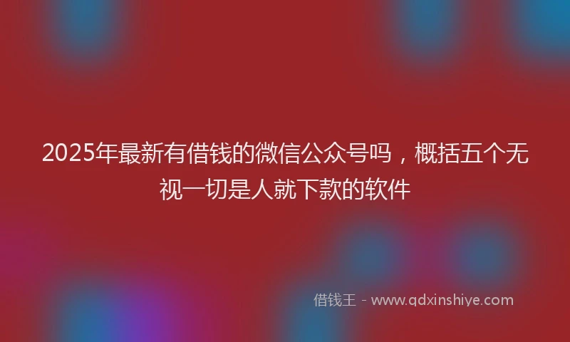 2025年最新有借钱的微信公众号吗，概括五个无视一切是人就下款的软件