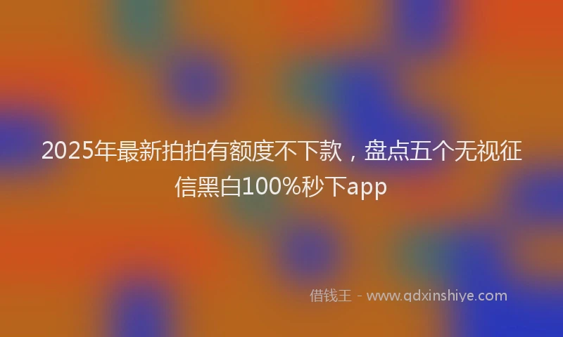 2025年最新拍拍有额度不下款，盘点五个无视征信黑白100%秒下app