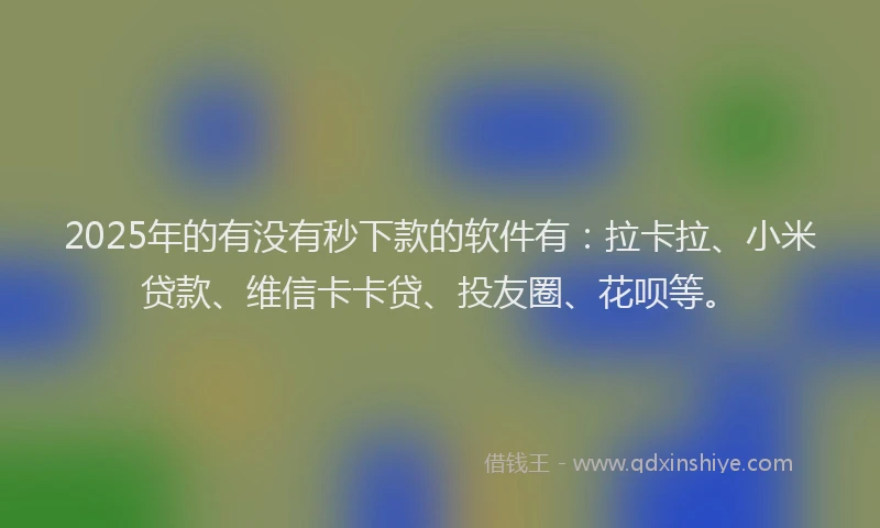 2025年的有没有秒下款的软件有：拉卡拉、小米贷款、维信卡卡贷、投友圈、花呗等。