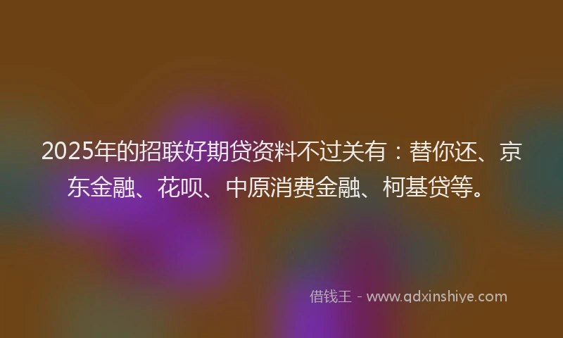 2025年的招联好期贷资料不过关有：替你还、京东金融、花呗、中原消费金融、柯基贷等。