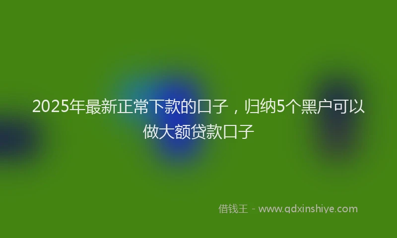 2025年最新正常下款的口子，归纳5个黑户可以做大额贷款口子