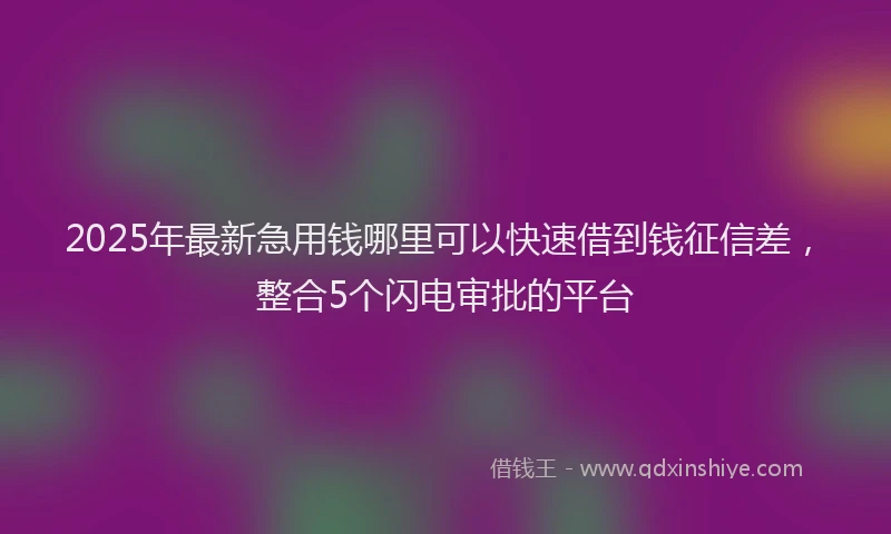 2025年最新急用钱哪里可以快速借到钱征信差，整合5个闪电审批的平台