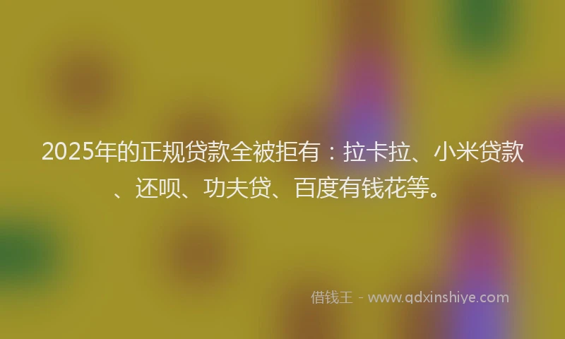 2025年的正规贷款全被拒有：拉卡拉、小米贷款、还呗、功夫贷、百度有钱花等。