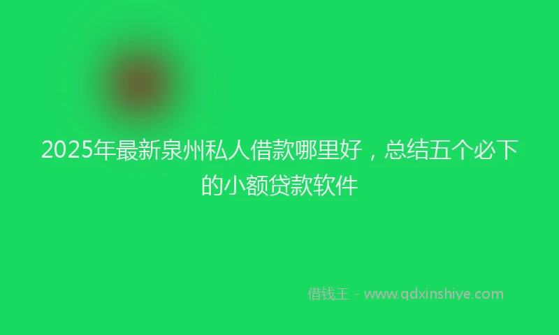 2025年最新泉州私人借款哪里好，总结五个必下的小额贷款软件