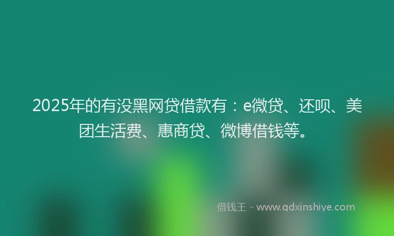 2025年的有没黑网贷借款有：e微贷、还呗、美团生活费、惠商贷、微博借钱等。
