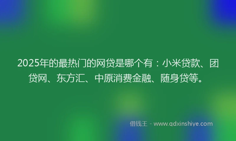 2025年的最热门的网贷是哪个有：小米贷款、团贷网、东方汇、中原消费金融、随身贷等。