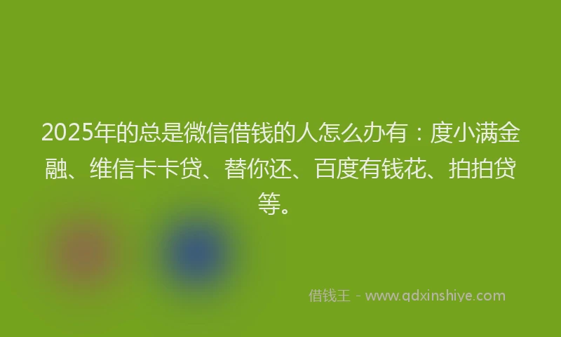 2025年的总是微信借钱的人怎么办有：度小满金融、维信卡卡贷、替你还、百度有钱花、拍拍贷等。