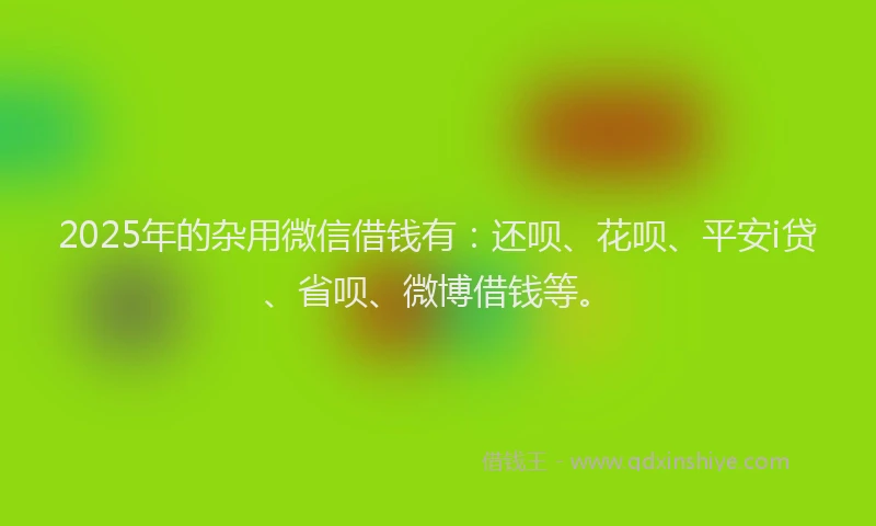 2025年的杂用微信借钱有：还呗、花呗、平安i贷、省呗、微博借钱等。