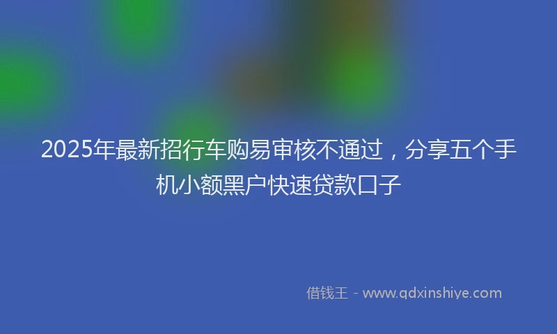 2025年最新招行车购易审核不通过，分享五个手机小额黑户快速贷款口子