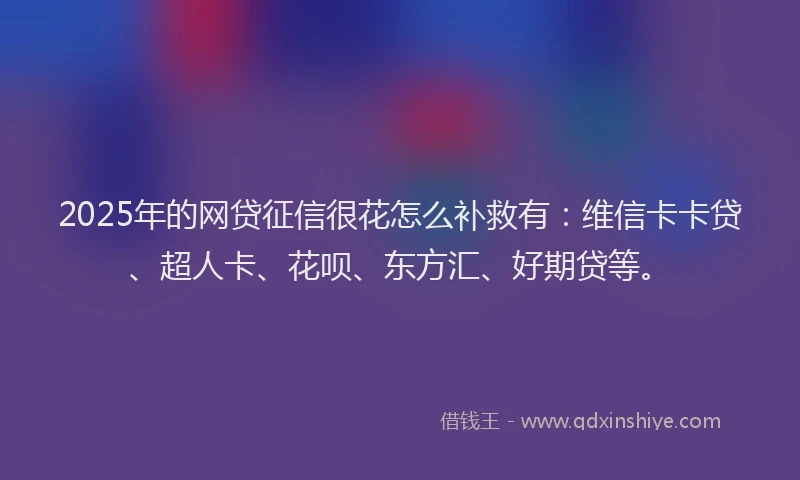 2025年的网贷征信很花怎么补救有：维信卡卡贷、超人卡、花呗、东方汇、好期贷等。