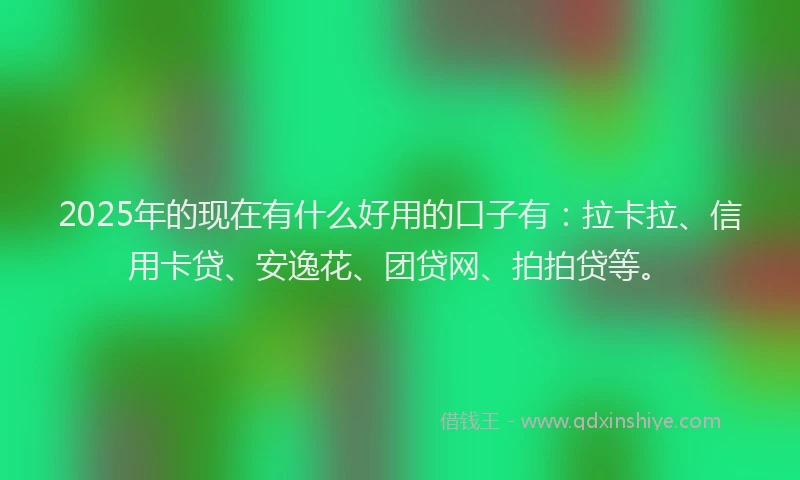 2025年的现在有什么好用的口子有：拉卡拉、信用卡贷、安逸花、团贷网、拍拍贷等。