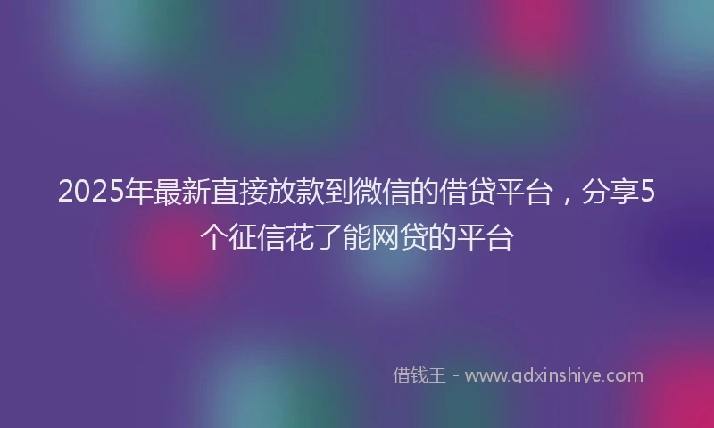 2025年最新直接放款到微信的借贷平台，分享5个征信花了能网贷的平台