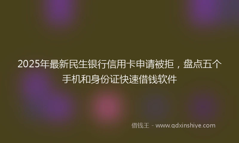 2025年最新民生银行信用卡申请被拒，盘点五个手机和身份证快速借钱软件