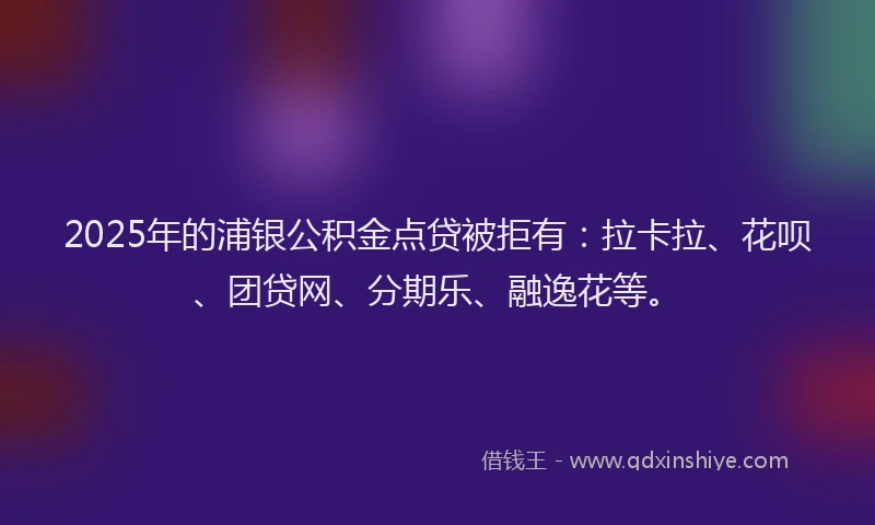 2025年的浦银公积金点贷被拒有：拉卡拉、花呗、团贷网、分期乐、融逸花等。