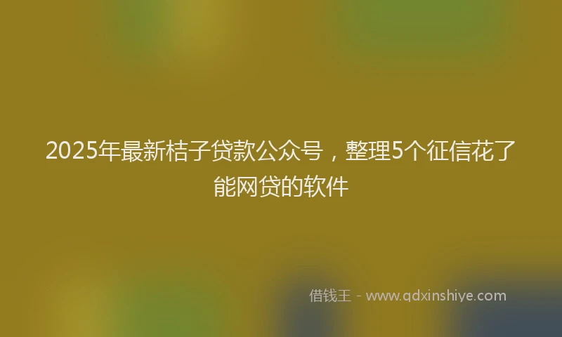 2025年最新桔子贷款公众号，整理5个征信花了能网贷的软件
