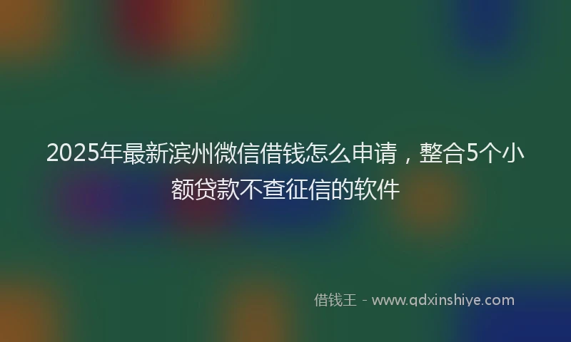 2025年最新滨州微信借钱怎么申请，整合5个小额贷款不查征信的软件