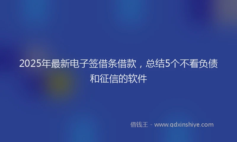 2025年最新电子签借条借款，总结5个不看负债和征信的软件