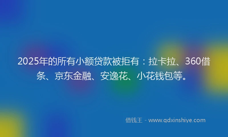 2025年的所有小额贷款被拒有：拉卡拉、360借条、京东金融、安逸花、小花钱包等。