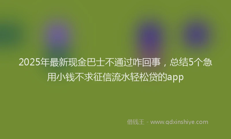 2025年最新现金巴士不通过咋回事，总结5个急用小钱不求征信流水轻松贷的app