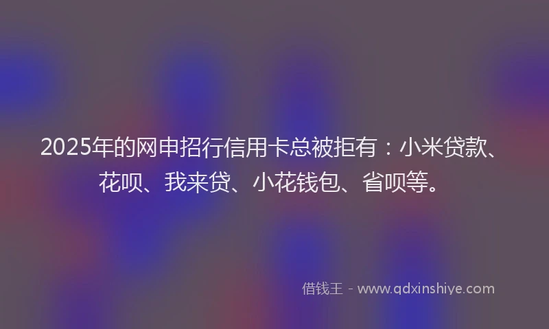 2025年的网申招行信用卡总被拒有：小米贷款、花呗、我来贷、小花钱包、省呗等。