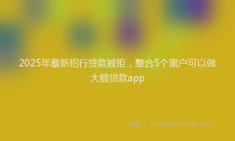 2025年最新招行贷款被拒，整合5个黑户可以做大额贷款app